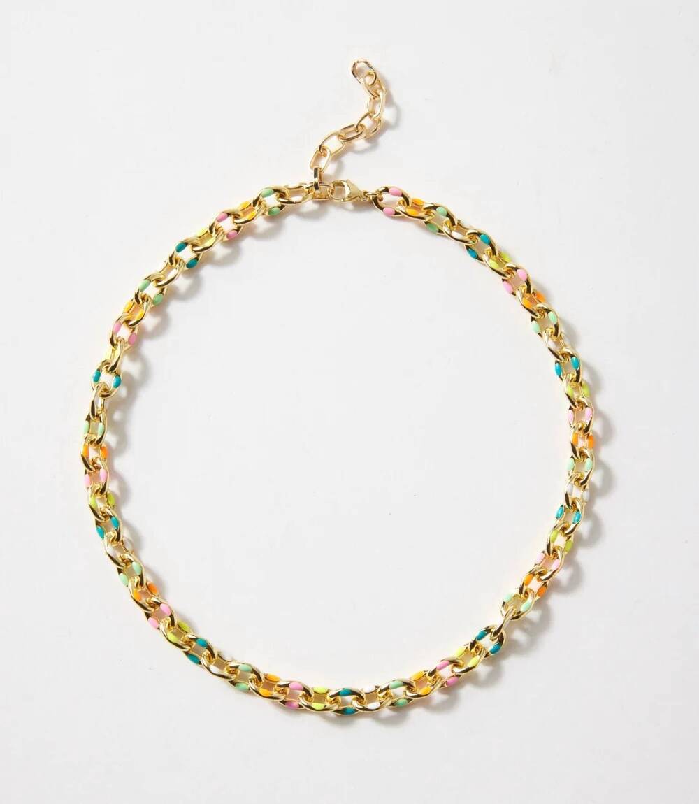 NEW MARLYN SCHIFF women's painted link necklace in multi